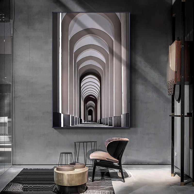 Black Grey Industrial Abstract Architectural Wall Art Fine Art Canvas Prints Pictures For Modern Loft Apartment Living Room Home Office Art Decor