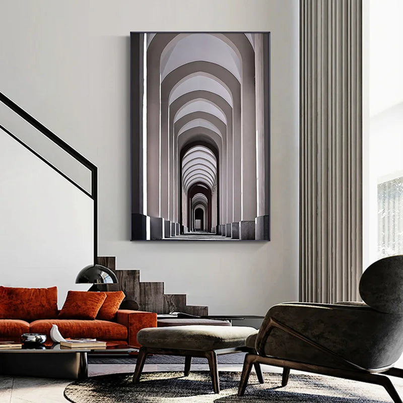 Black Grey Industrial Abstract Architectural Wall Art Fine Art Canvas Prints Pictures For Modern Loft Apartment Living Room Home Office Art Decor