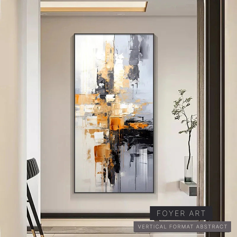 Abstract art painting in a modern interior setting