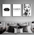 Black Lip Gloss Fashion Beauty Poster Wall Art Fine Art Canvas Prints Minimalist Black White Pictures For Studio Living Room Bedroom Salon Art Decor