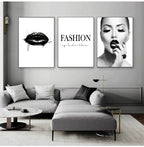Black Lip Gloss Fashion Beauty Poster Wall Art Fine Art Canvas Prints Minimalist Black White Pictures For Studio Living Room Bedroom Salon Art Decor 2025