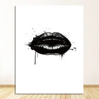 Black Lip Gloss Fashion Beauty Poster Wall Art Fine Art Canvas Prints Minimalist Black White Pictures For Studio Living Room Bedroom Salon Art Decor
