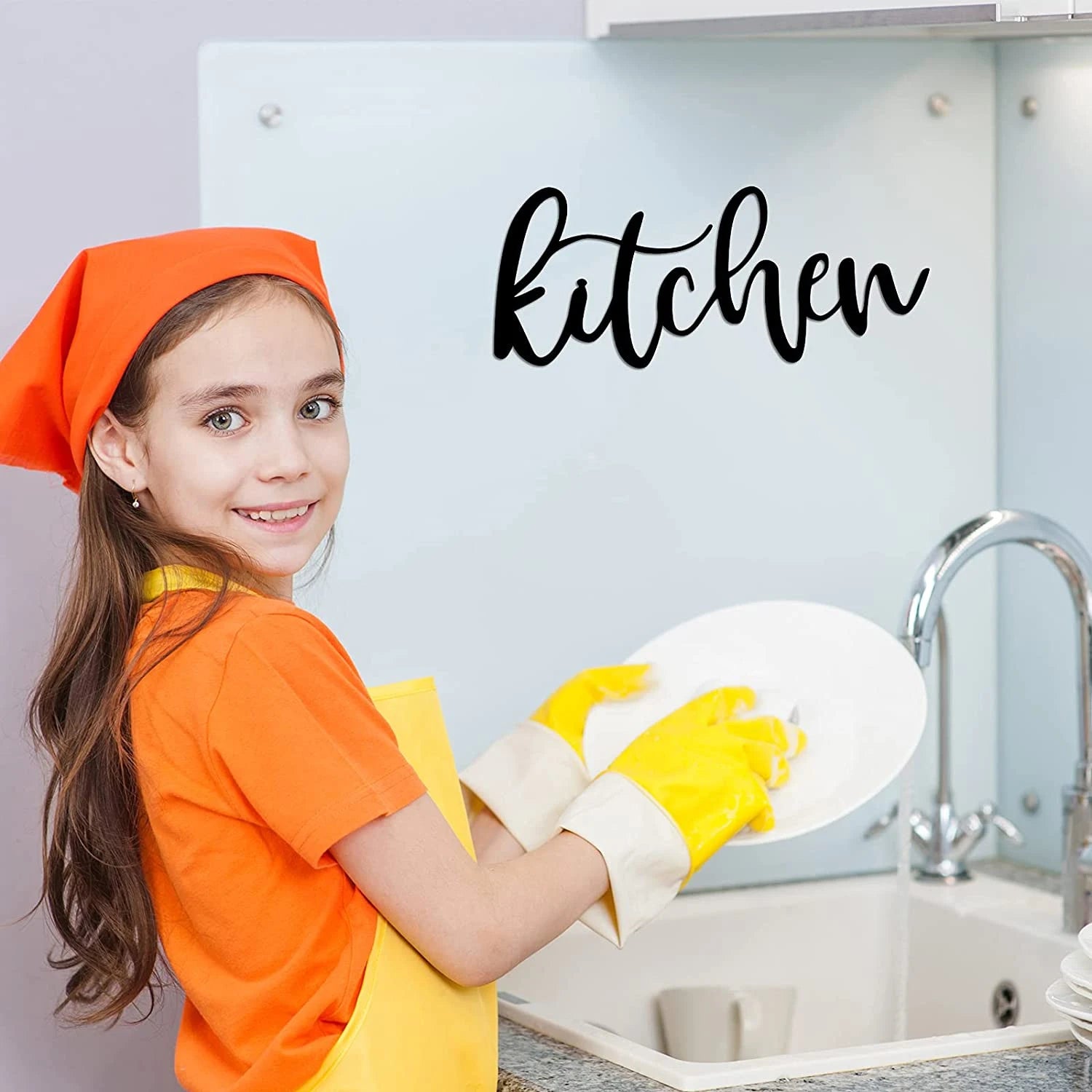 Black Metal Kitchen Signage 3d Iron Crafted Wall Decor Easy Install Modern Creative Stylish Typographic Wall Decor For Kitchen