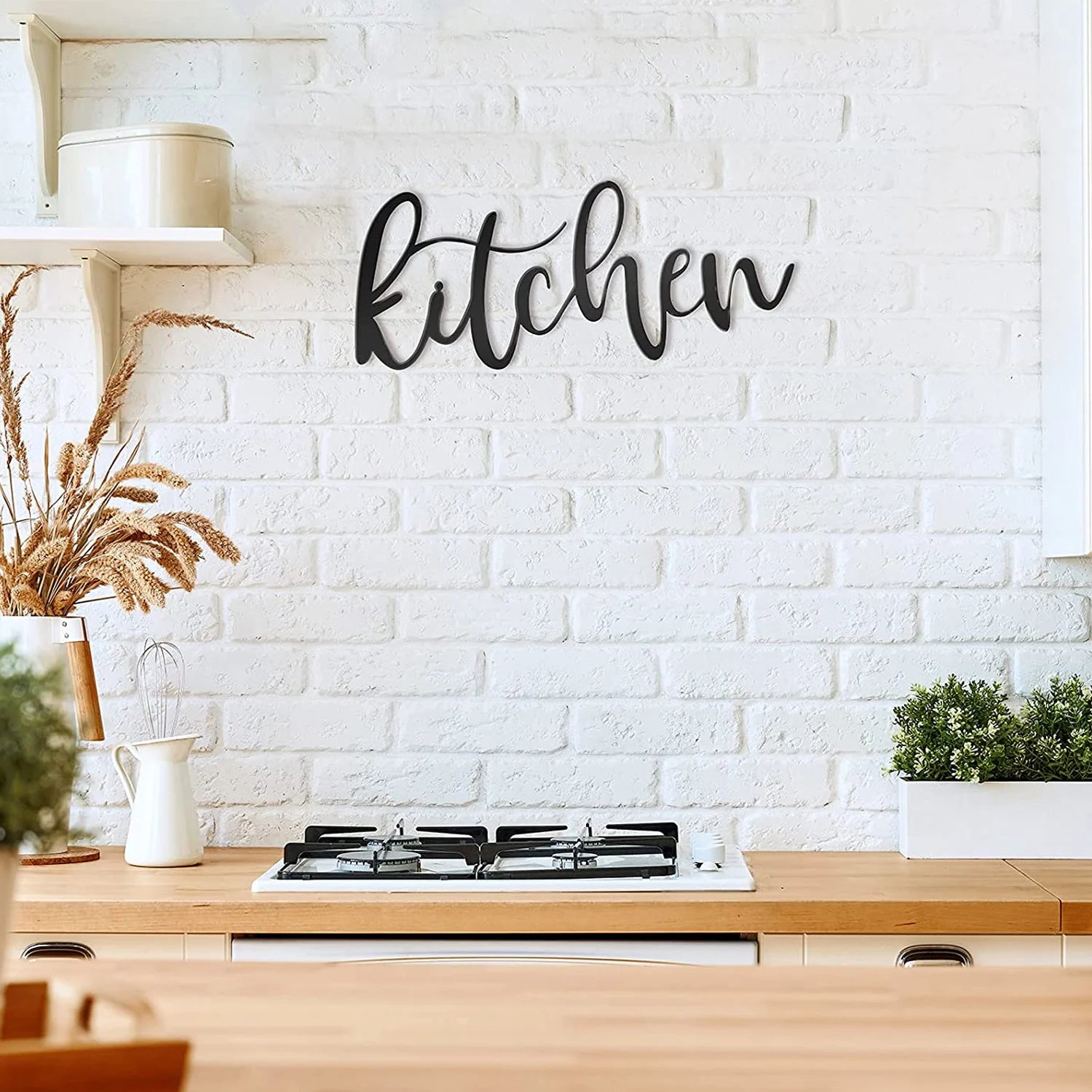Black Metal Kitchen Signage 3d Iron Crafted Wall Decor Easy Install Modern Creative Stylish Typographic Wall Decor For Kitchen