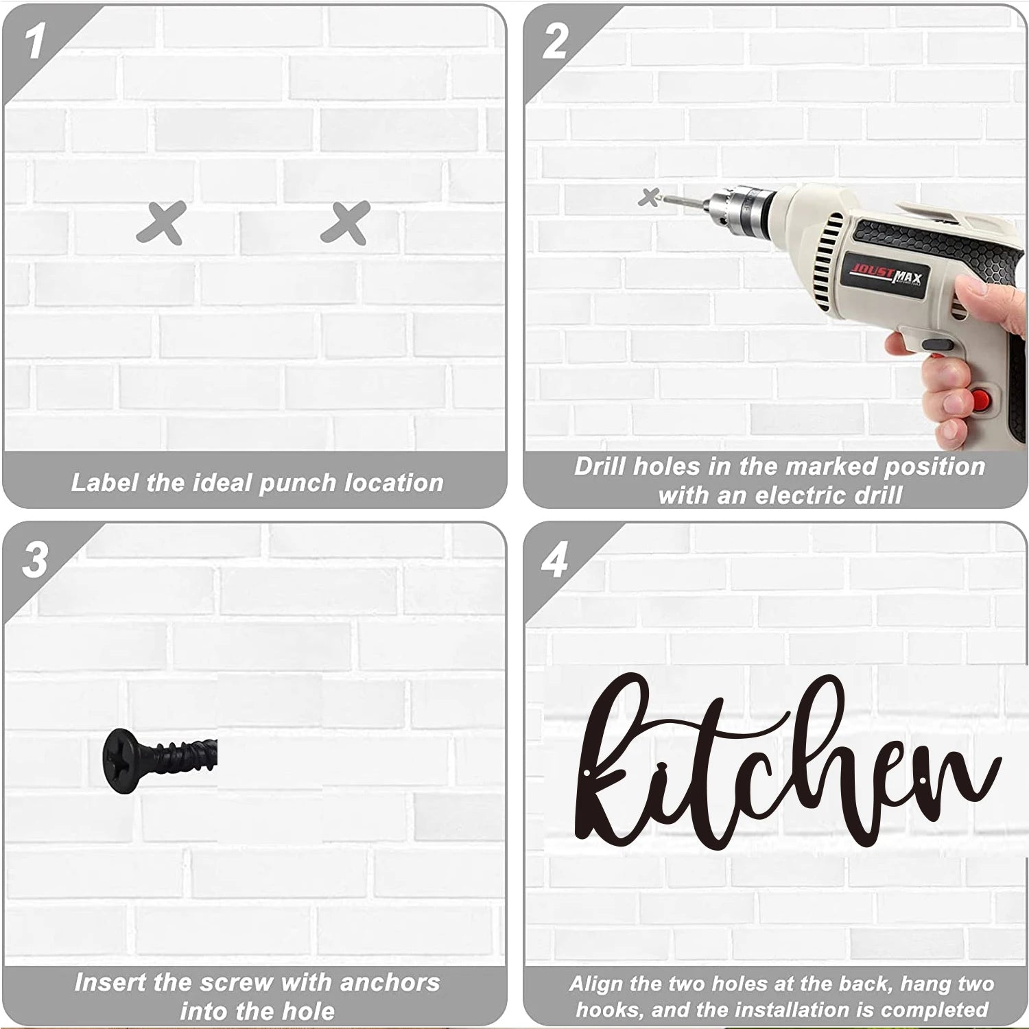Black Metal Kitchen Signage 3d Iron Crafted Wall Decor Easy Install Modern Creative Stylish Typographic Wall Decor For Kitchen