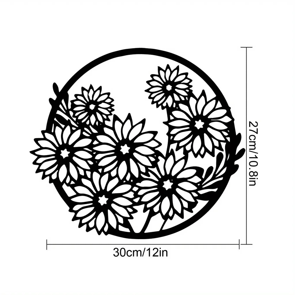 Black Metal Silhouetted Floral Wall Art Plaques Elegant 3d Iron Crafted Wall Decoration For Living Room Dining Room Bedroom Art