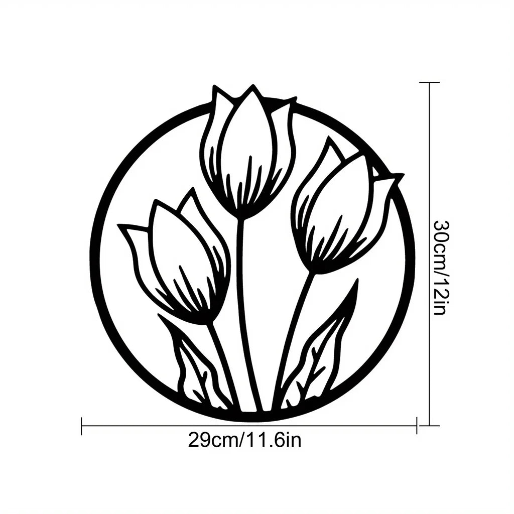 Black Metal Silhouetted Floral Wall Art Plaques Elegant 3d Iron Crafted Wall Decoration For Living Room Dining Room Bedroom Art