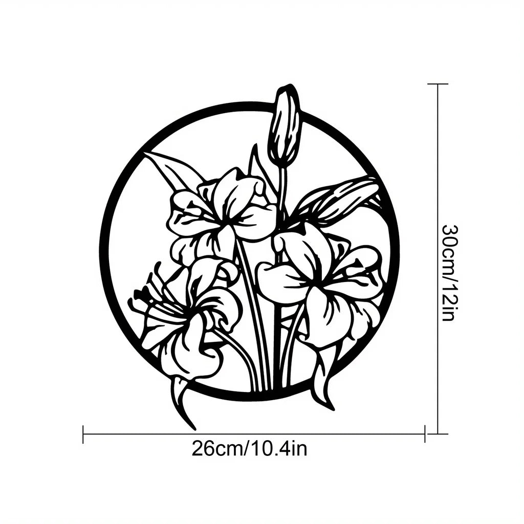 Black Metal Silhouetted Floral Wall Art Plaques Elegant 3d Iron Crafted Wall Decoration For Living Room Dining Room Bedroom Art