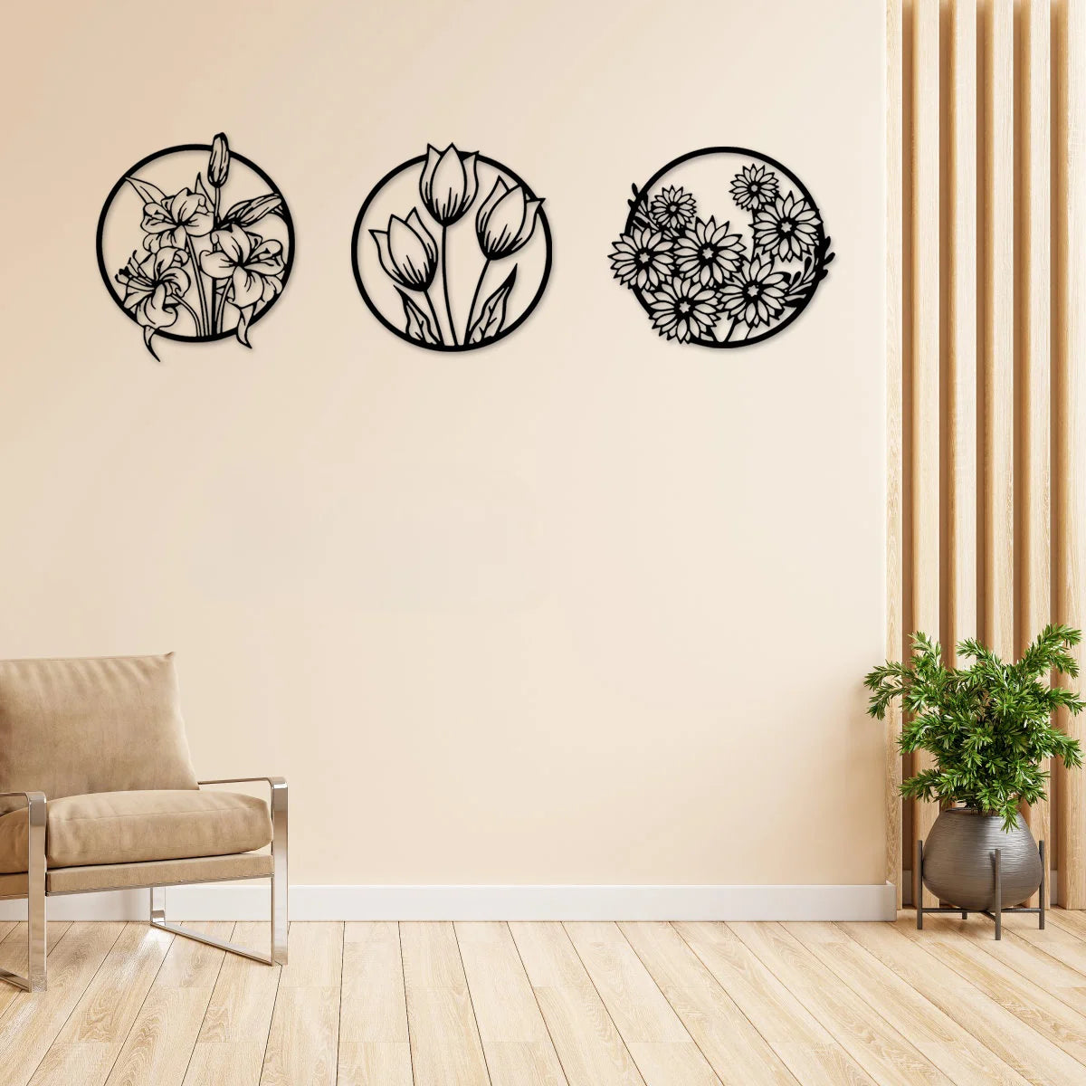 Black Metal Silhouetted Floral Wall Art Plaques Elegant 3d Iron Crafted Wall Decoration For Living Room Dining Room Bedroom Art
