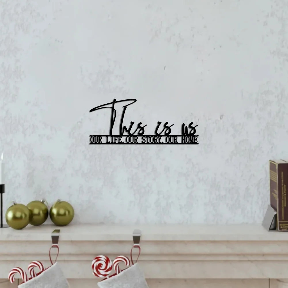 Black Metal Typographic Quote Wall Art 3d Iron Crafted This Is Us Wall Plaque For Living Room Dining Room Creative Nordic Wall Decor