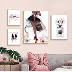 Black Pink Paris Perfume Lipstick Heels Wall Art Fine Art Canvas Prints Chic Fashion Pictures For Living Room Bedroom Boutique Salon Art Decor