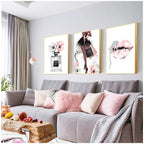 Black Pink Paris Perfume Lipstick Heels Wall Art Fine Art Canvas Prints Chic Fashion Pictures For Living Room Bedroom Boutique Salon Art Decor 2025