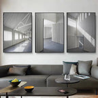 Black White Architectural Interiors Wall Art Fine Art Canvas Prints Print Pictures For Modern Loft Living Room Home Office Decor
