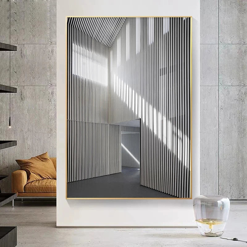 Black White Architectural Interiors Wall Art Fine Art Canvas Prints Print Pictures For Modern Loft Living Room Home Office Decor