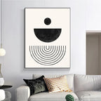 Black White Minimalist Geometric Curves Line Art Wall Art Fine Art Canvas Prints Pictures For Modern Apartment Living Room Home Office Decor