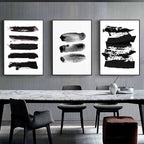 Black White Wall Art Minimalist Abstract Ink Brush Strokes Fine Art Canvas Prints Posters Pictures For Living Room Home Office Art Decor