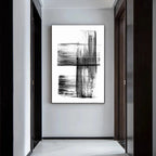 Black White Wall Art Minimalist Abstract Ink Brush Strokes Fine Art Canvas Prints Posters Pictures For Living Room Home Office Art Decor