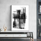 Black White Wall Art Minimalist Abstract Ink Brush Strokes Fine Art Canvas Prints Posters Pictures For Living Room Home Office Art Decor