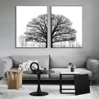 Black White Winter Trees Forest Landscape Wall Art Fine Art Canvas Prints Posters Pictures For Living Room Bedroom Home Office Art Decor