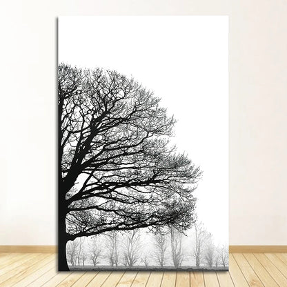 Black White Winter Trees Forest Landscape Wall Art Fine Art Canvas Prints Posters Pictures For Living Room Bedroom Home Office Art Decor