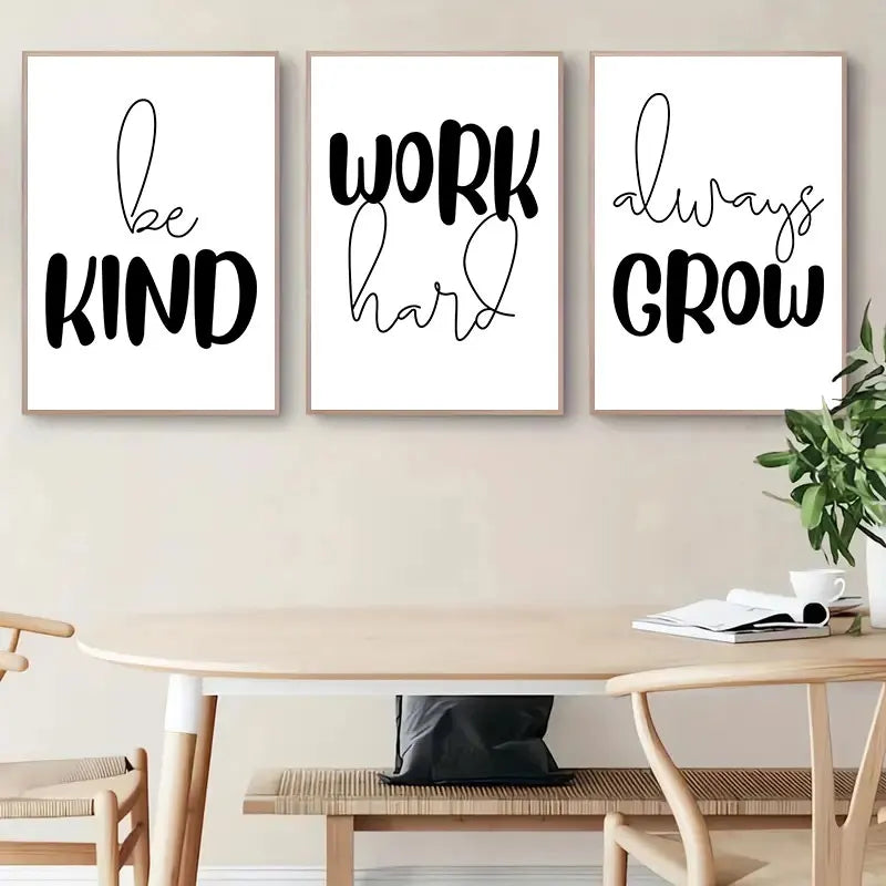 Black and White Motivational Posters Wall Art Fine Art Canvas Prints – Minimalist Wall Art Decor for Modern Interiors