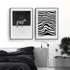 Black and White Striped Zebra Animal Canvas Painting Print Poster Mural Horse Modern Decorative Painting