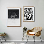 Black and White Striped Zebra Animal Canvas Painting Print Poster Mural Horse Modern Decorative Painting