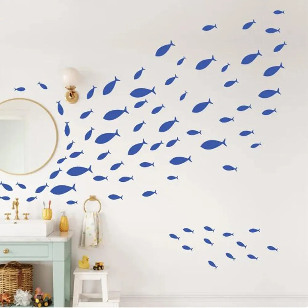 Little Fish Swimming Calming Wall Stickers Removable Peel and Stick PVC Wall Decals For Bathroom Bedroom Creative DIY Home Decor