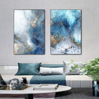 Blue Golden Abstract Marble Print Wall Art Fine Art Canvas Prints Picture For Living Room Bedroom Modern Art For Home and Office Decor