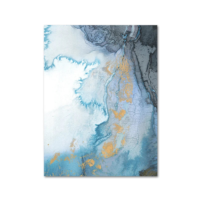 Blue Golden Marble Print Abstract Wall Art Fine Art Canvas Prints Pictures For Living Room Dining Room Hotel Room Bedroom Art Decor 2024
