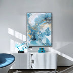 Blue Golden Marble Print Abstract Wall Art Fine Art Canvas Prints Pictures For Living Room Dining Room Hotel Room Bedroom Art Decor 2024