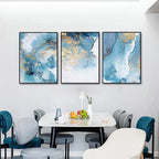 Blue Golden Marble Print Abstract Wall Art Fine Art Canvas Prints Pictures For Living Room Dining Room Hotel Room Bedroom Art Decor 2024