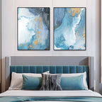 Blue Golden Marble Print Abstract Wall Art Fine Art Canvas Prints Pictures For Living Room Dining Room Hotel Room Bedroom Art Decor 2024