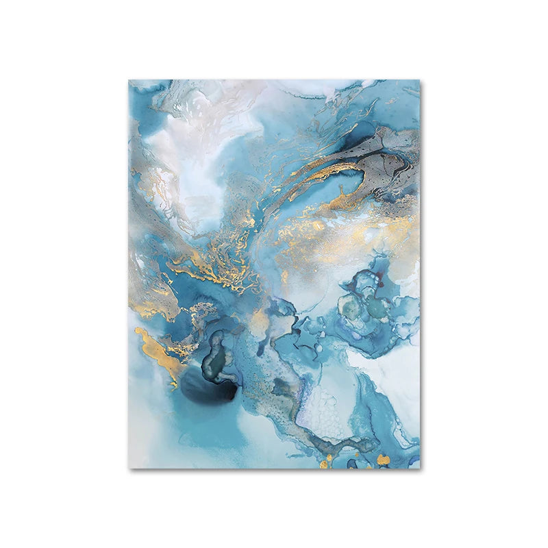 Blue Golden Marble Print Abstract Wall Art Fine Art Canvas Prints Pictures For Living Room Dining Room Hotel Room Bedroom Art Decor 2024