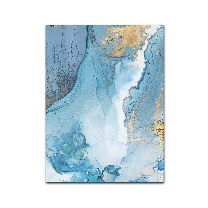 Blue Golden Marble Print Abstract Wall Art Fine Art Canvas Prints Pictures For Living Room Dining Room Hotel Room Bedroom Art Decor 2024