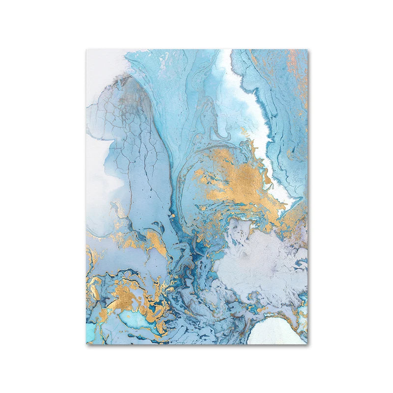 Blue Golden Marble Print Abstract Wall Art Fine Art Canvas Prints Pictures For Living Room Dining Room Hotel Room Bedroom Art Decor