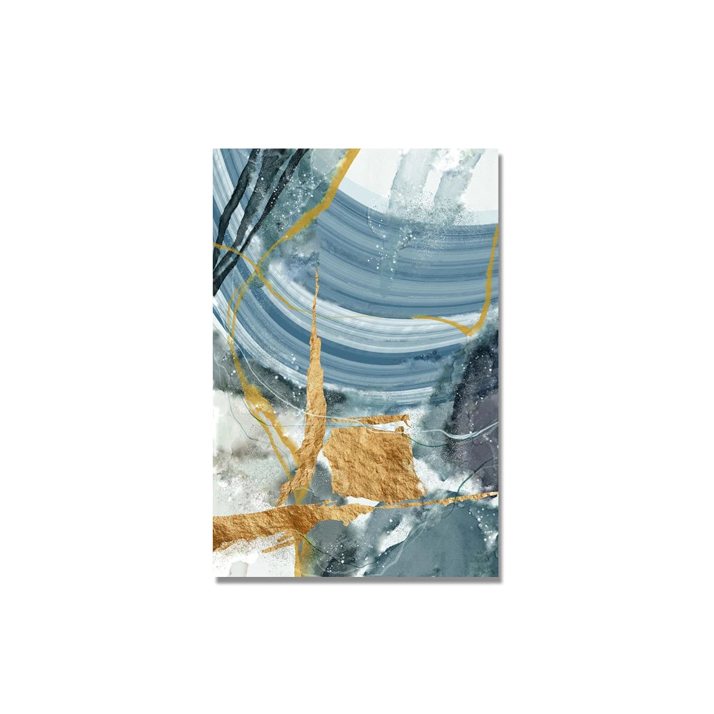 Blue Golden Nordic Marble Print Abstract Wall Art Fine Art Canvas Prints Pictures For Living Room Bedroom Home Office Decor