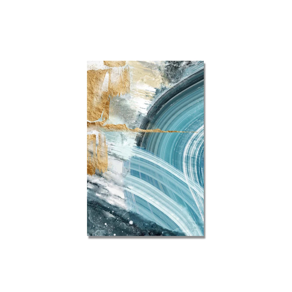 Blue Golden Nordic Marble Print Abstract Wall Art Fine Art Canvas Prints Pictures For Living Room Bedroom Home Office Decor
