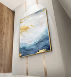Blue Golden Ocean Spray Seascape Abstract Wall Art Fine Art Canvas Prints Marble Pictures For Living Room Dining Room Art For Contemporary Interiors