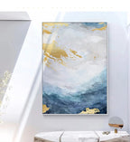 Blue Golden Ocean Spray Seascape Abstract Wall Art Fine Art Canvas Prints Marble Pictures For Living Room Dining Room Art For Contemporary Interiors