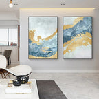Blue Golden Ocean Spray Seascape Abstract Wall Art Fine Art Canvas Prints Marble Pictures For Living Room Dining Room Art For Contemporary Interiors