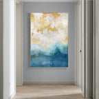 Blue Golden Ocean Spray Seascape Abstract Wall Art Fine Art Canvas Prints Marble Pictures For Living Room Dining Room Art For Contemporary Interiors