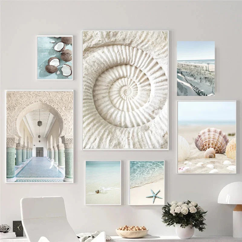 Blue Ocean Beach Scenes Tropical Getaway Travel Dreams Wall Art Fine Art Canvas Prints Posters Summer Gallery Wall Pictures For Living Room Decor