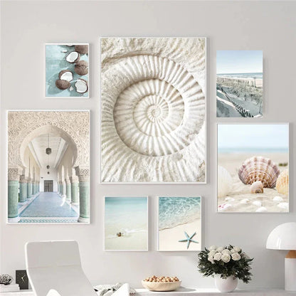 Blue Ocean Beach Scenes Tropical Getaway Travel Dreams Wall Art Fine Art Canvas Prints Posters Summer Gallery Wall Pictures For Living Room Decor