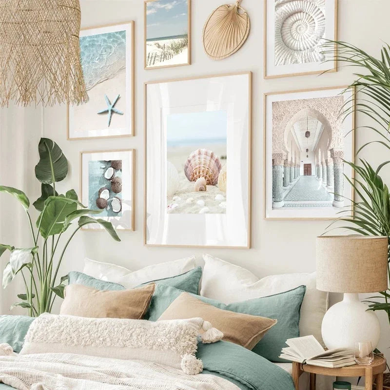 Blue Ocean Beach Scenes Tropical Getaway Travel Dreams Wall Art Fine Art Canvas Prints Posters Summer Gallery Wall Pictures For Living Room Decor