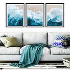 Blue Ocean Waves Beach Wall Art Fine Art Canvas Prints Sand Seascape Coastal Pictures For Living Room Dining Room Art For Modern Apartment