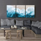 Blue Ocean Waves Beach Wall Art Fine Art Canvas Prints Sand Seascape Coastal Pictures For Living Room Dining Room Art For Modern Apartment