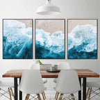 Blue Ocean Waves Beach Wall Art Fine Art Canvas Prints Sand Seascape Coastal Pictures For Living Room Dining Room Art For Modern Apartment