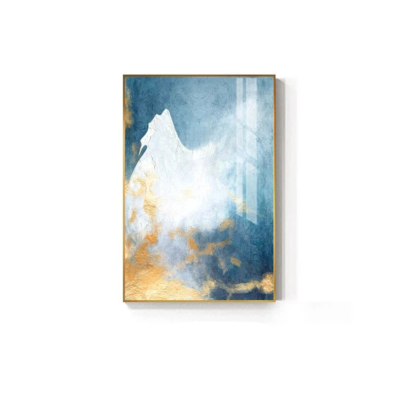 Blue Sea Golden Sands Wall Art Fine Art Canvas Prints Nordic Abstract Pictures For Modern Apartment Living Room Bedroom Foyer Art Decor