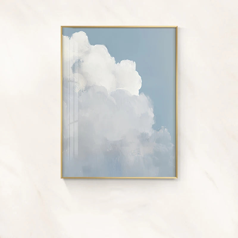 Blue Sky Clouds Abstract Wall Art Fine Art Canvas Prints Nordic Pictures For Living Room Bedroom Inspirational Home Art Decor (Unframed)